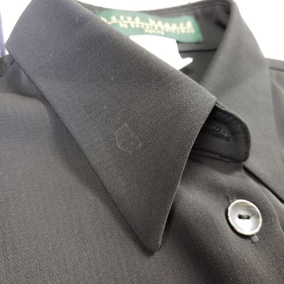 Harve’ Bernard Black Long Flare Sleeve Button Down Top Women's Size 8P Petite - Picture 4 of 5